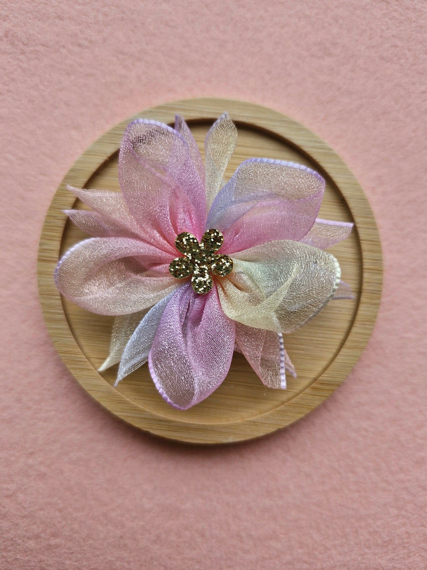 Flower Sparkle & Shine Rainbow Tulle Hair Clip