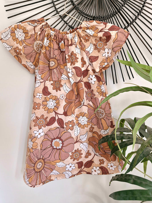 Seaside Dress - Mocha Flowers