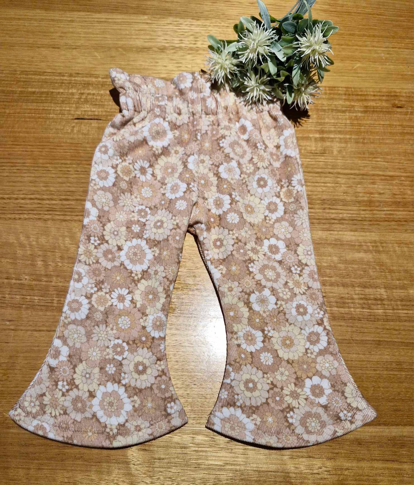 Brown and Cream Flowers Cord Flares