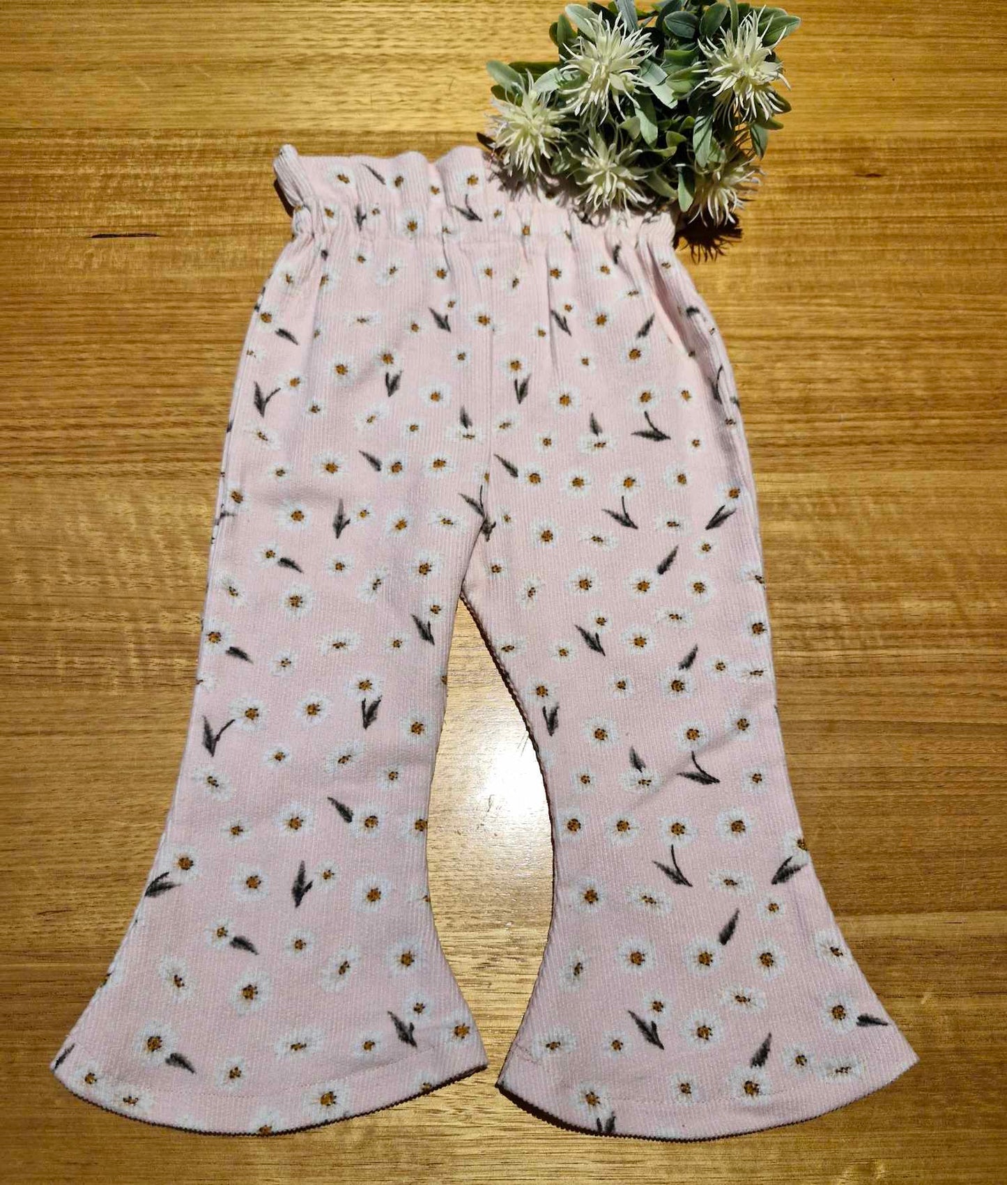 Pink Daisies Cord Flares