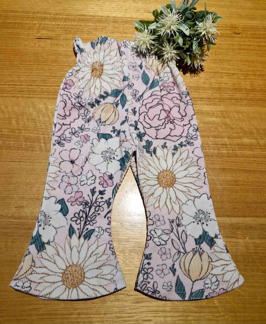 Pink Spring Floral Cord Flares