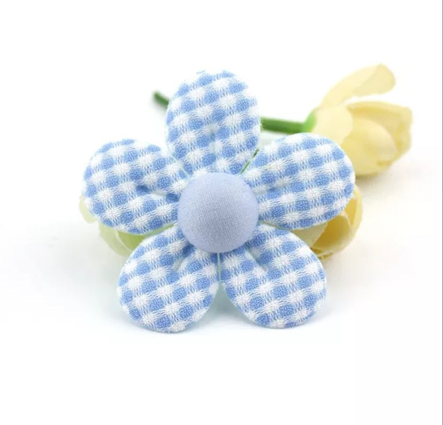 Gingham Pastel Check Flower Hair Clip