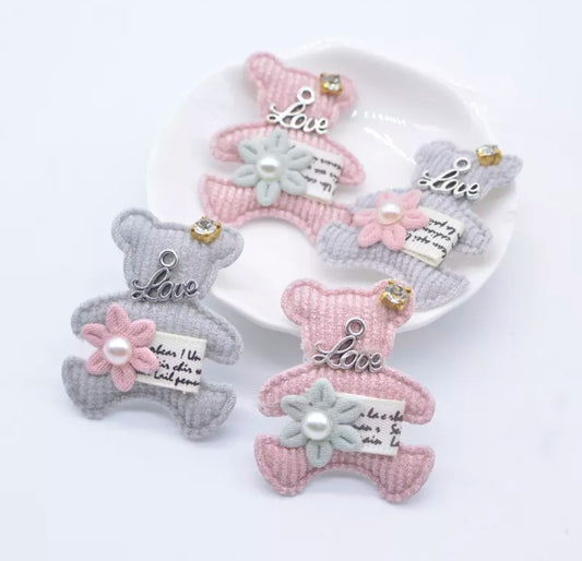 Padded Cloth Bear made with Love and Rhinestone Collar