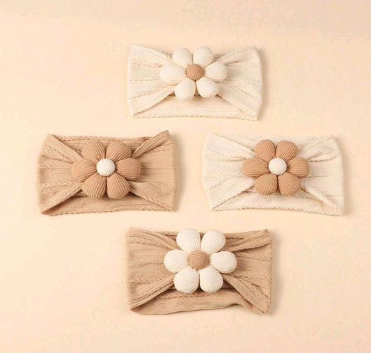 Coffee and Cream Flower Head Bands